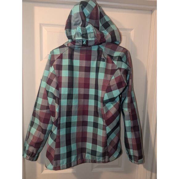 The North Face Coat Women’s XS Extra Small Hooded Jacket Green Purple Plaid - Picture 11 of 14